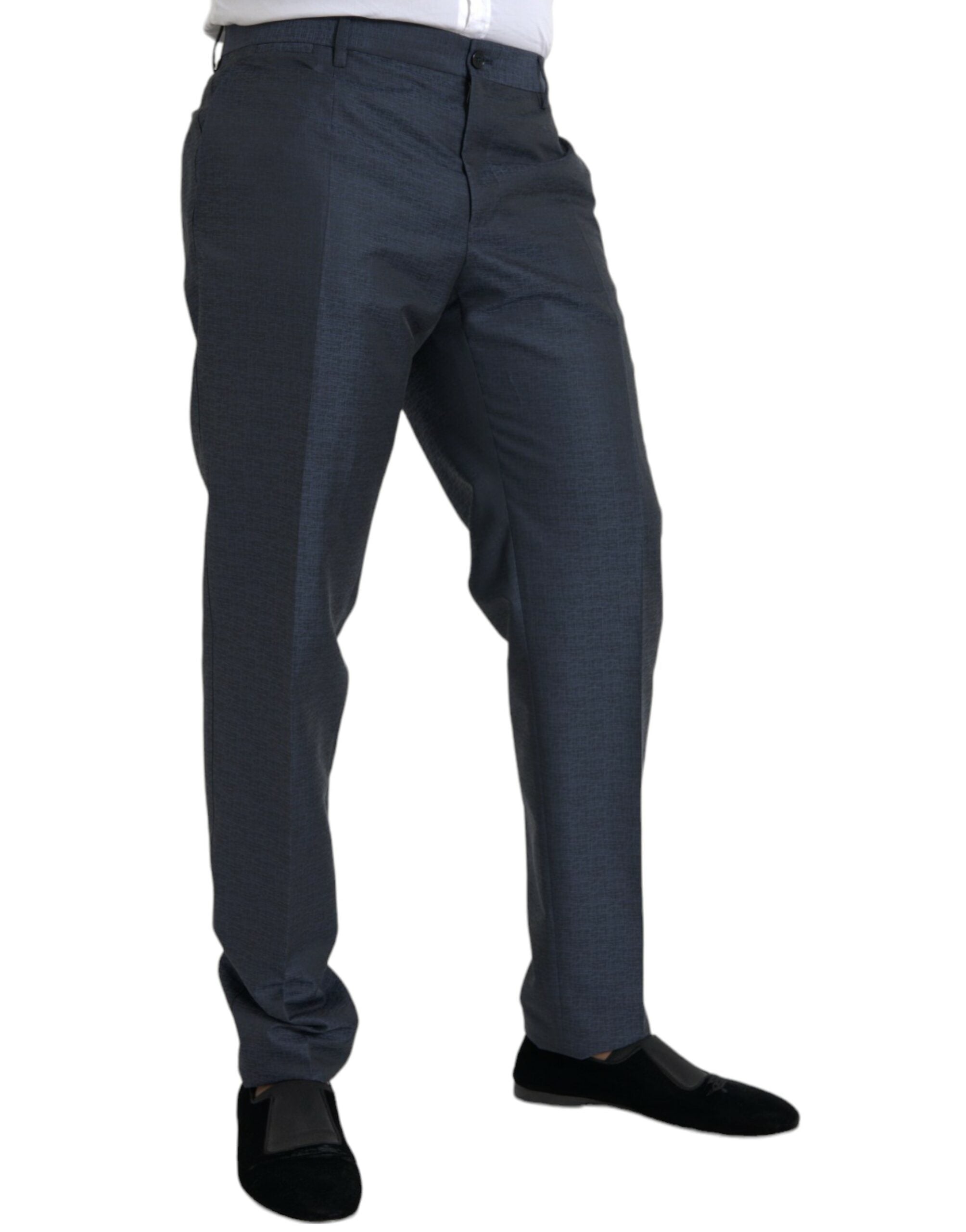 Shop Dolce & Gabbana Blue Wool Men Skinny Dress Men's Pants