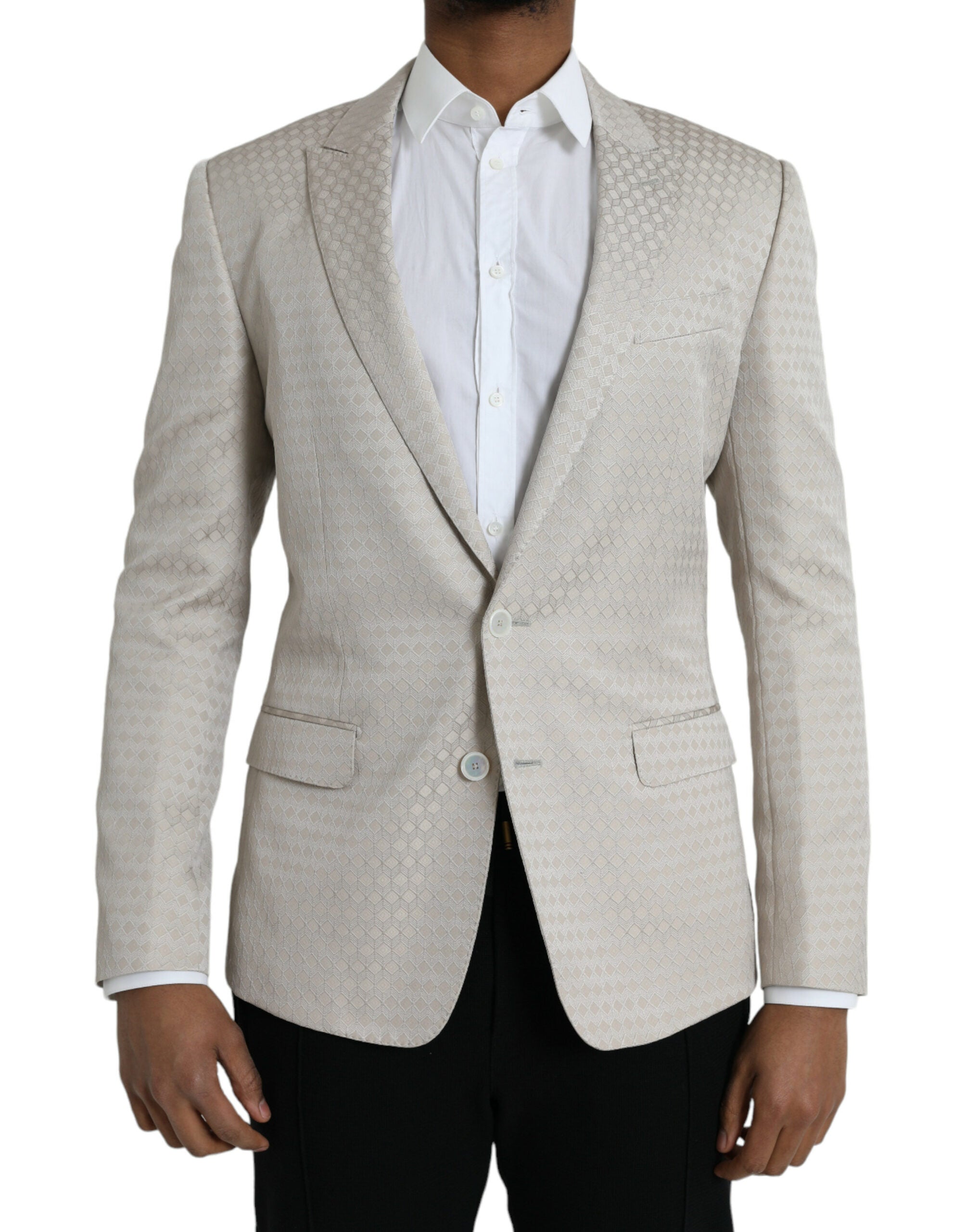 Dolce & Gabbana Beige Martini Single Breasted Coat Men's Blazer In Gray