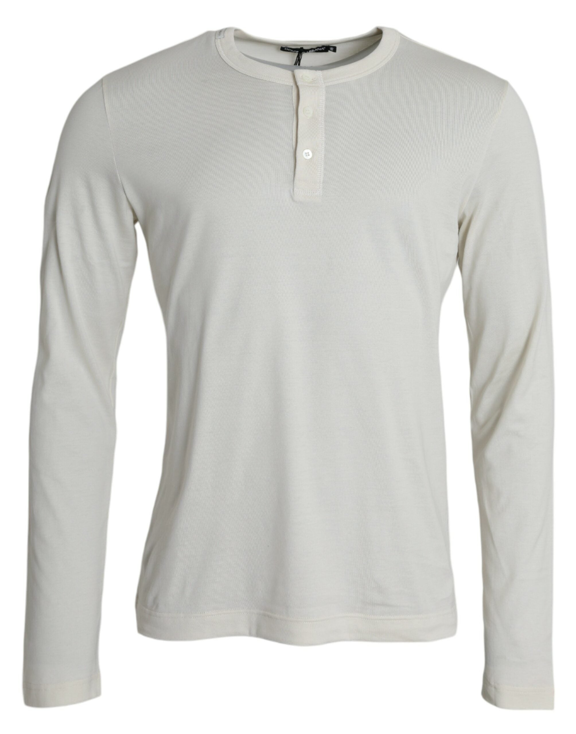 Dolce & Gabbana Off White Cotton Round Neck Pullover Men's Sweater In Neutral