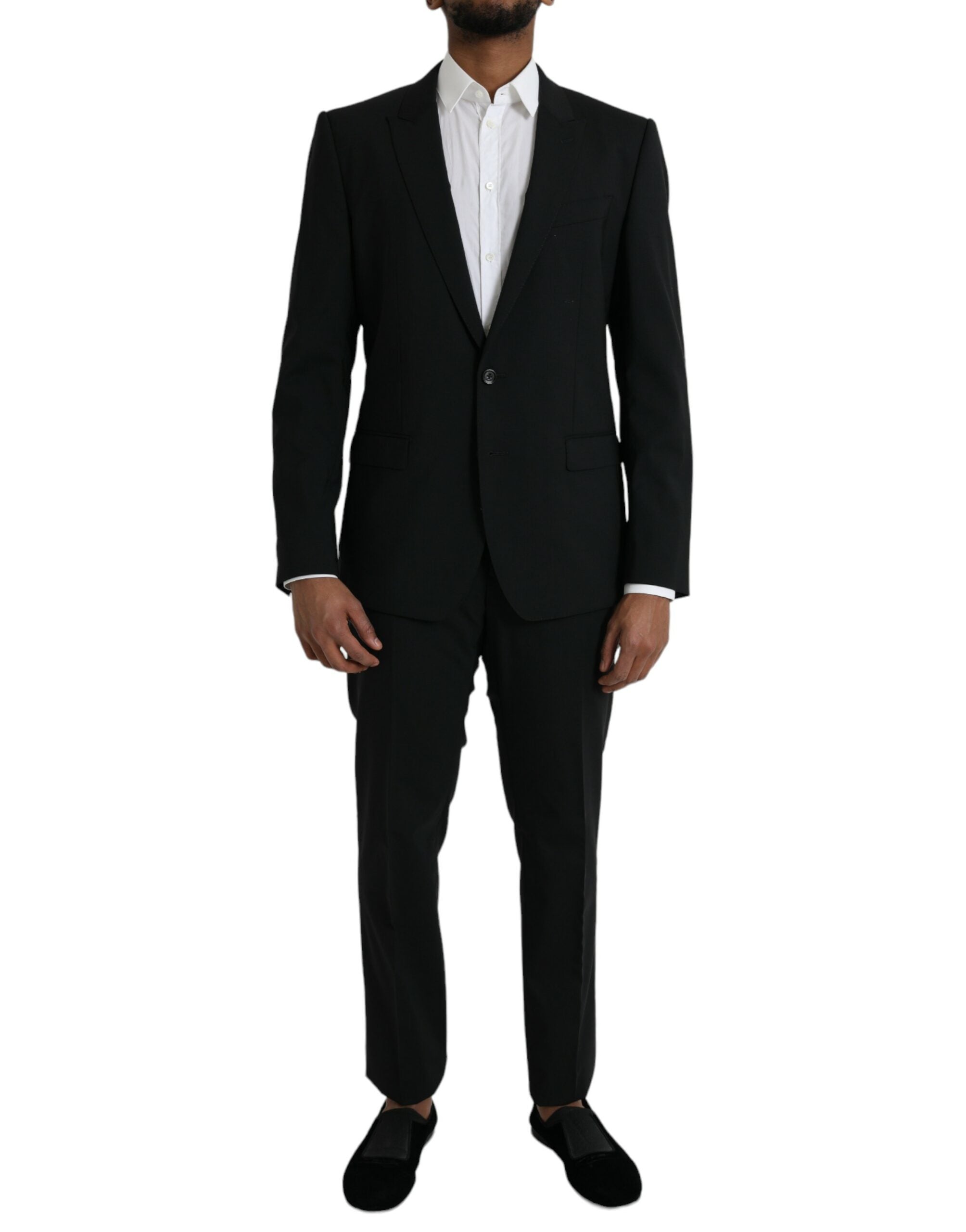 Dolce & Gabbana Black Wool Martini Formal 2 Piece Men's Suit
