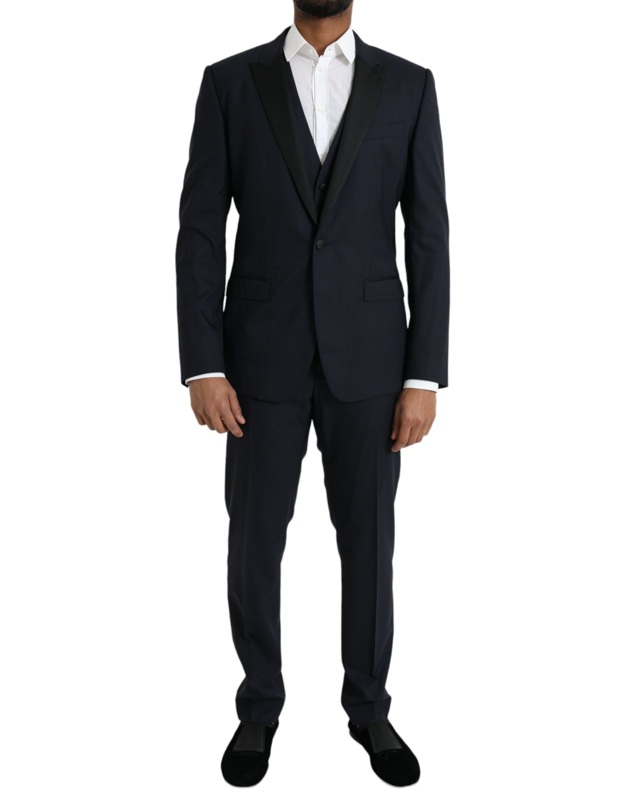 Dolce & Gabbana Dark Blue Martini Wool Formal 3 Piece Men's Suit