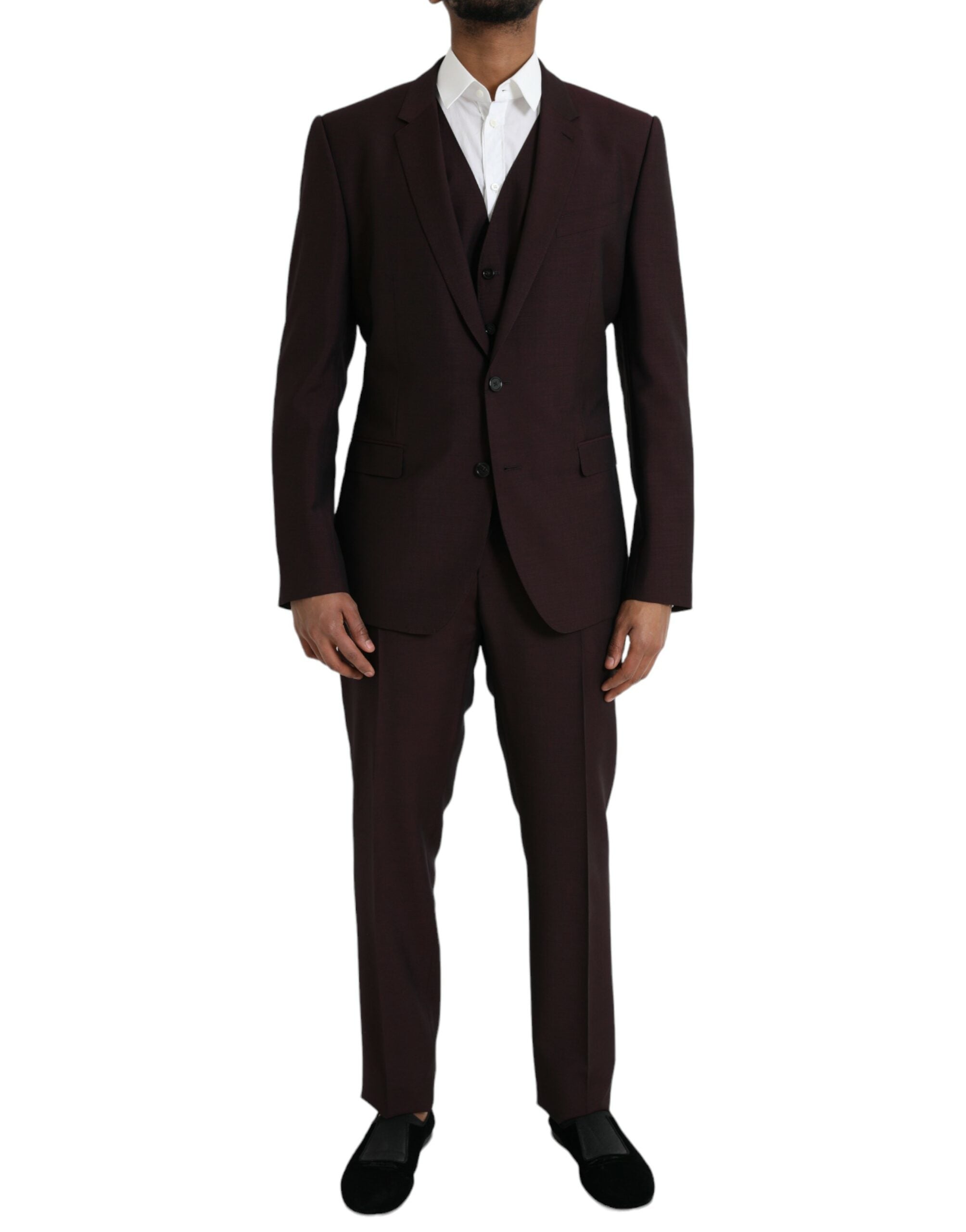 Dolce & Gabbana Maroon Wool Martini Formal 3 Piece Men's Suit