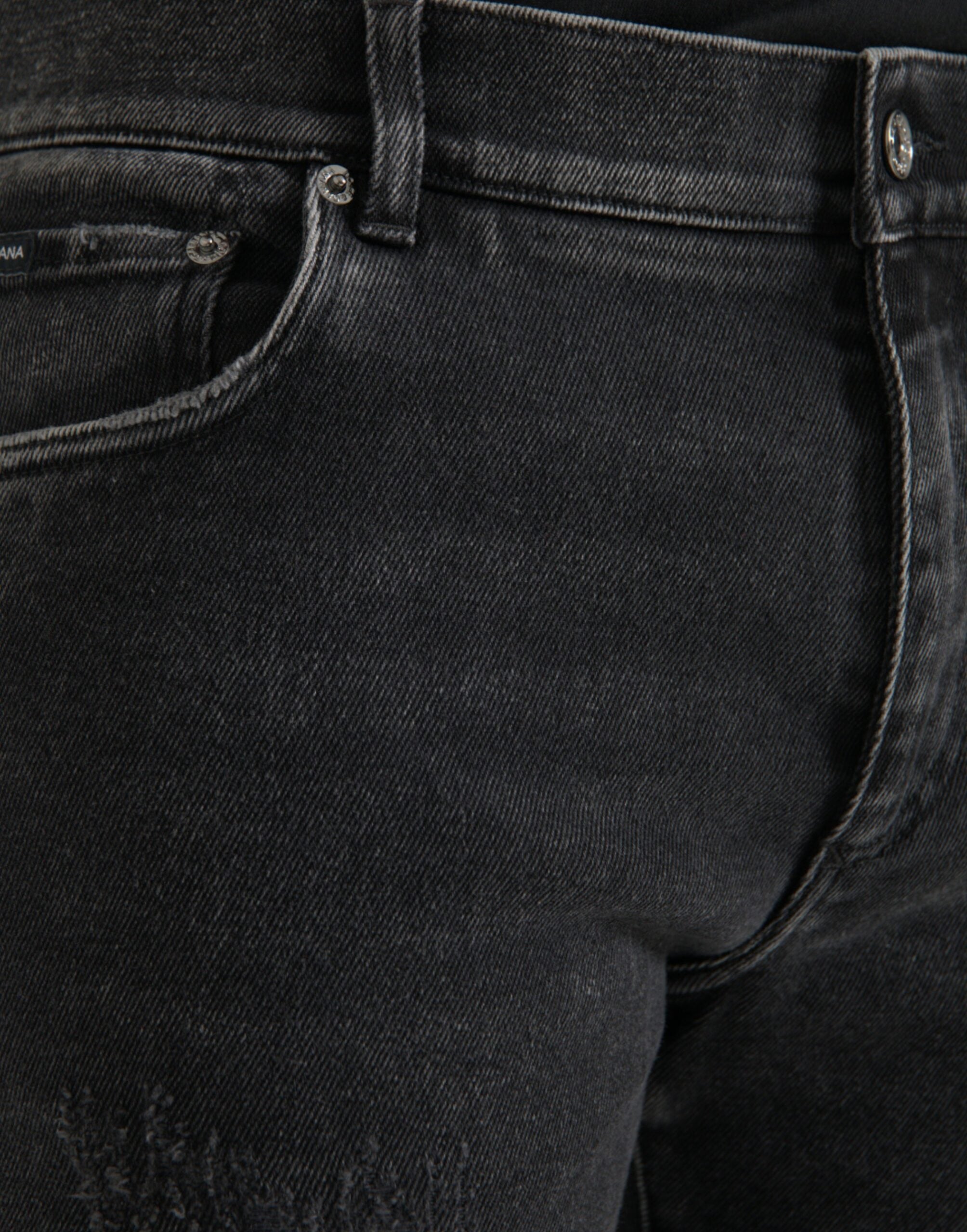 Shop Dolce & Gabbana Gray Cotton Stretch Skinny Denim Logo Men's Jeans