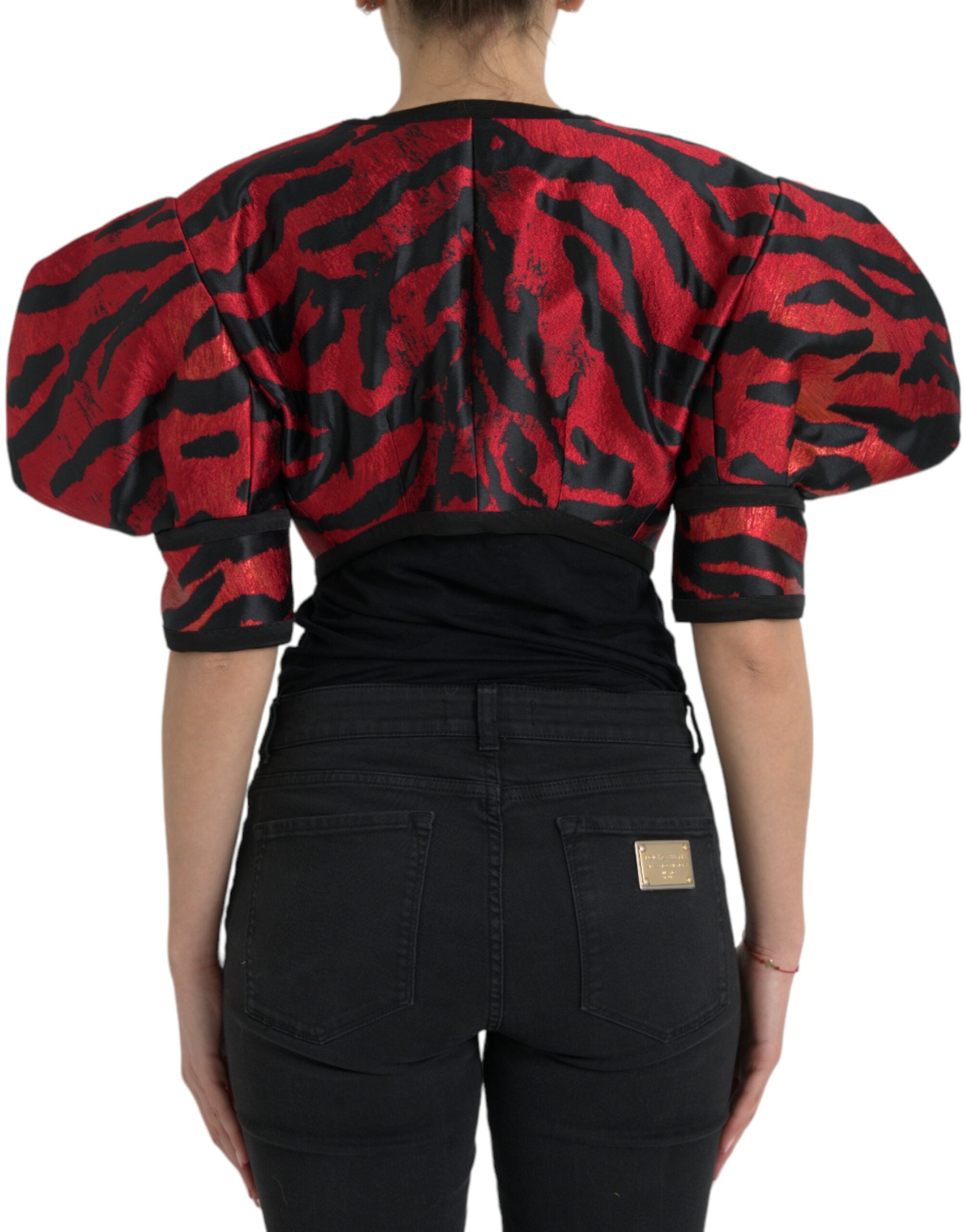 Shop Dolce & Gabbana Elegant Animal Print Coat Women's Jacket In Black And Red