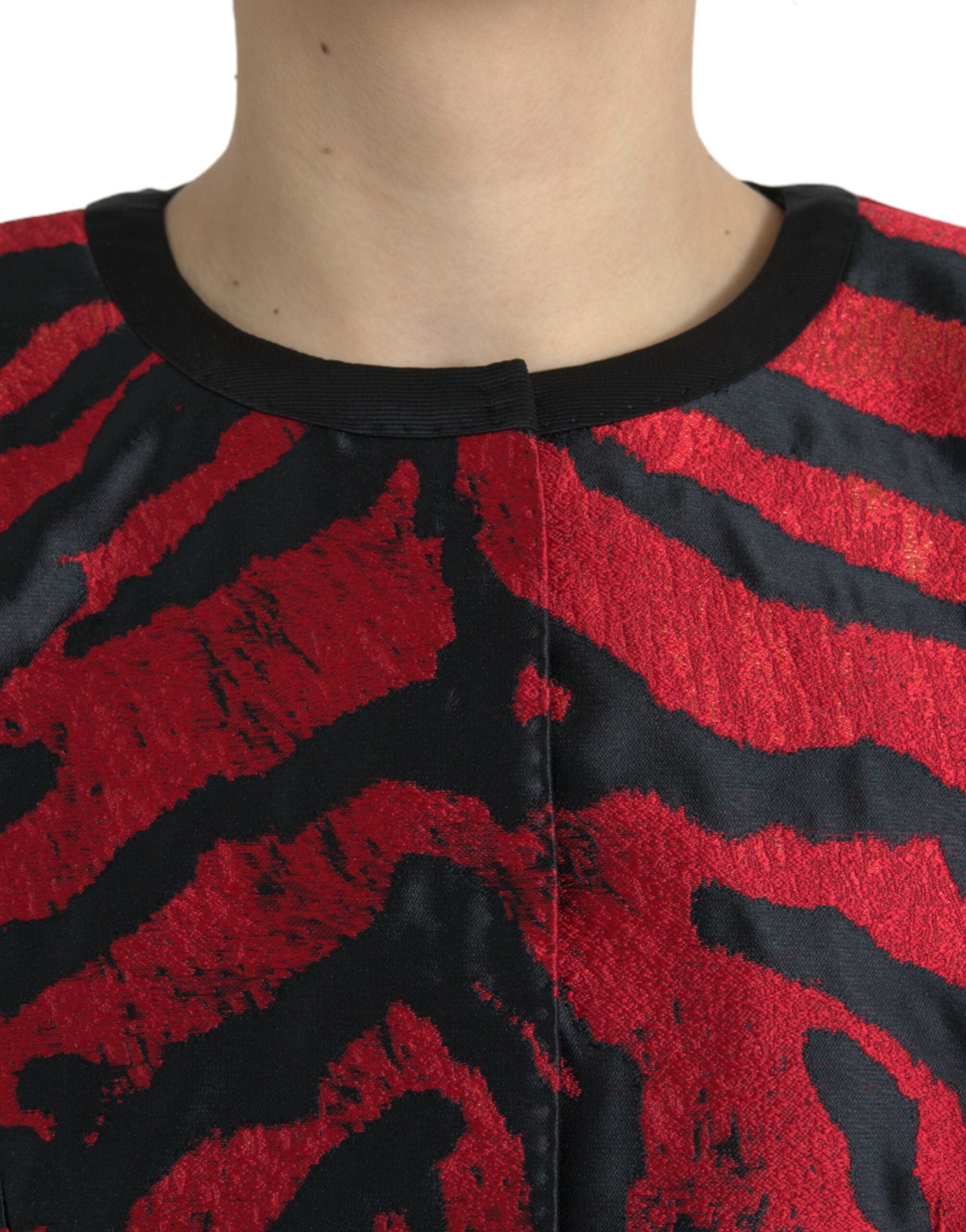 Shop Dolce & Gabbana Elegant Animal Print Coat Women's Jacket In Black And Red
