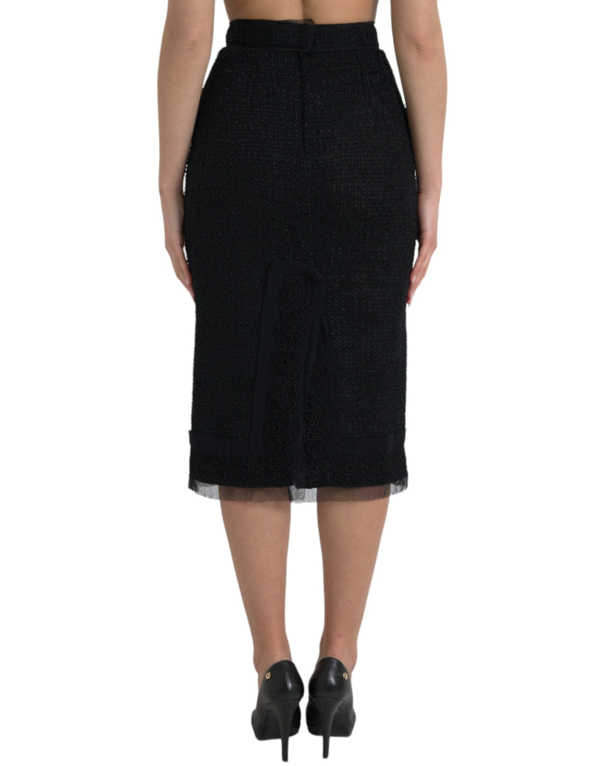 Shop Dolce & Gabbana Elegant High Waist Midi Women's Skirt In Black