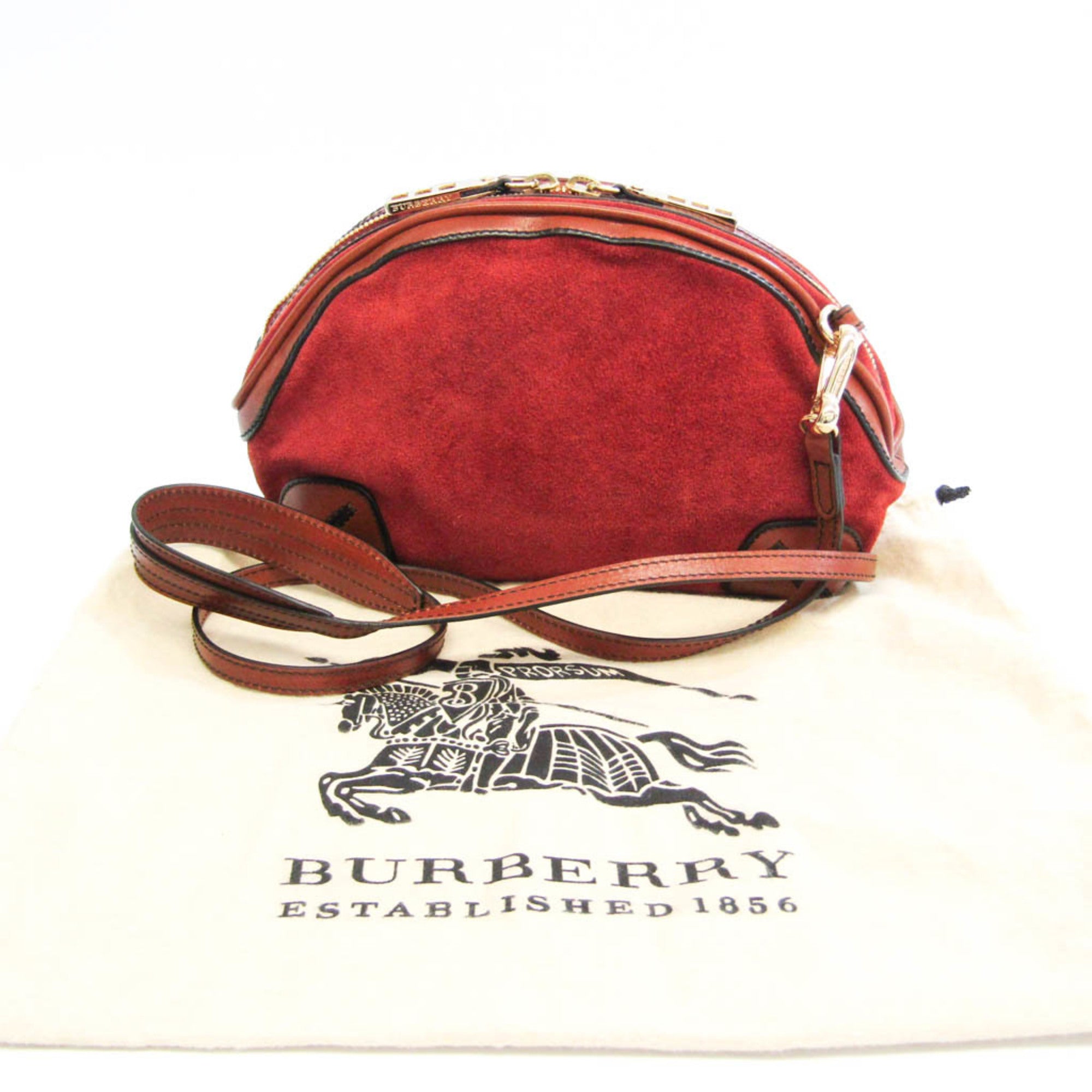 Image of Burberry Red Suede Shoulder Bag (Pre-Owned)