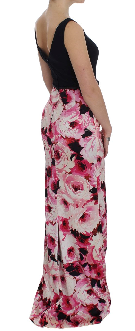 Shop Dolce & Gabbana Floral Elegance Sheath Long Women's Dress In Multicolor