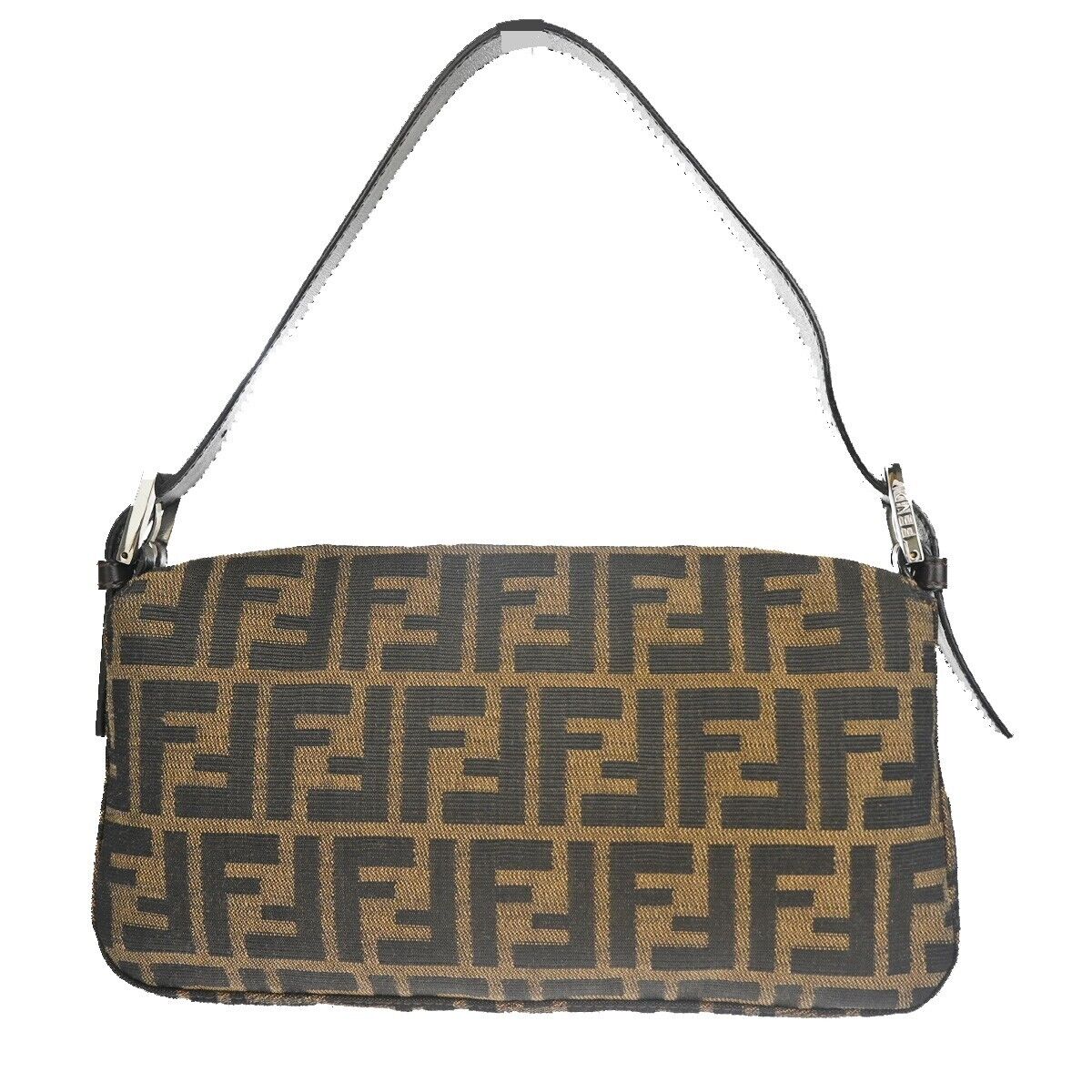 Shop Fendi Baguette Brown Canvas Clutch Bag ()