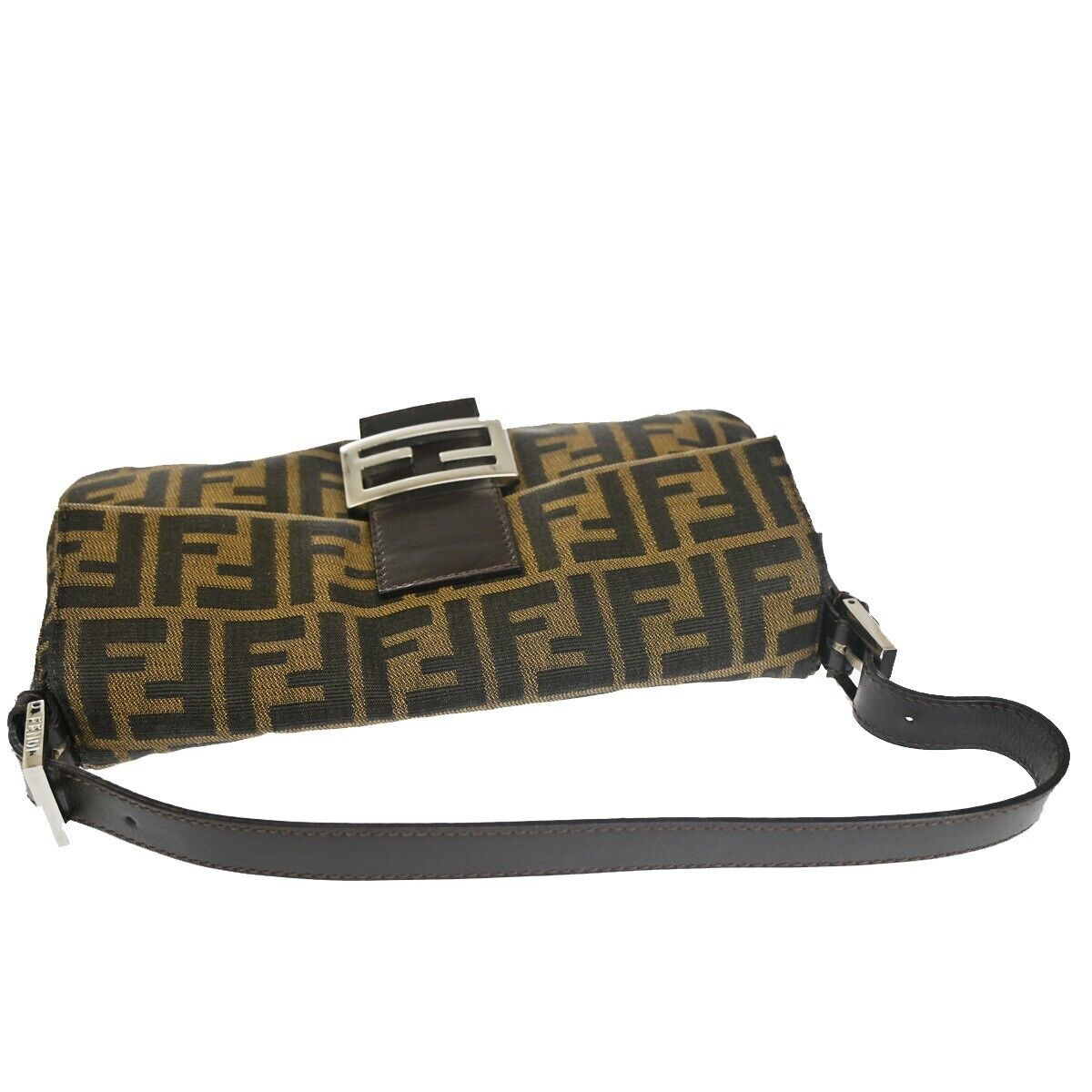 Shop Fendi Baguette Brown Canvas Clutch Bag ()