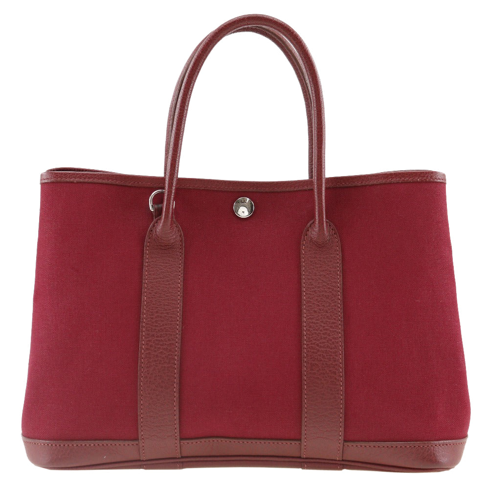 Shop Hermes Hermès Garden Party Red Canvas Tote Bag ()