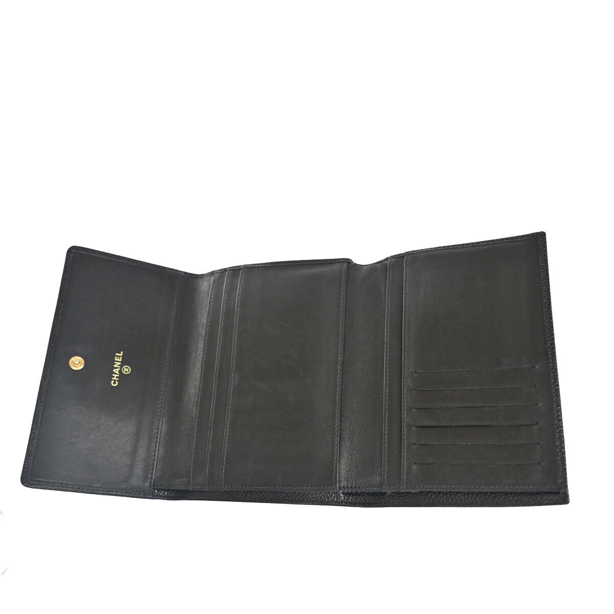 Pre-owned Chanel Logo Cc Black Pony-style Calfskin Wallet  ()