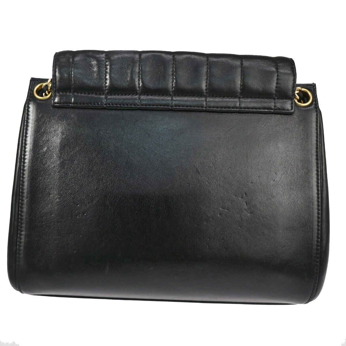 Pre-owned Chanel Chocolate Bar Black Leather Shoulder Bag ()