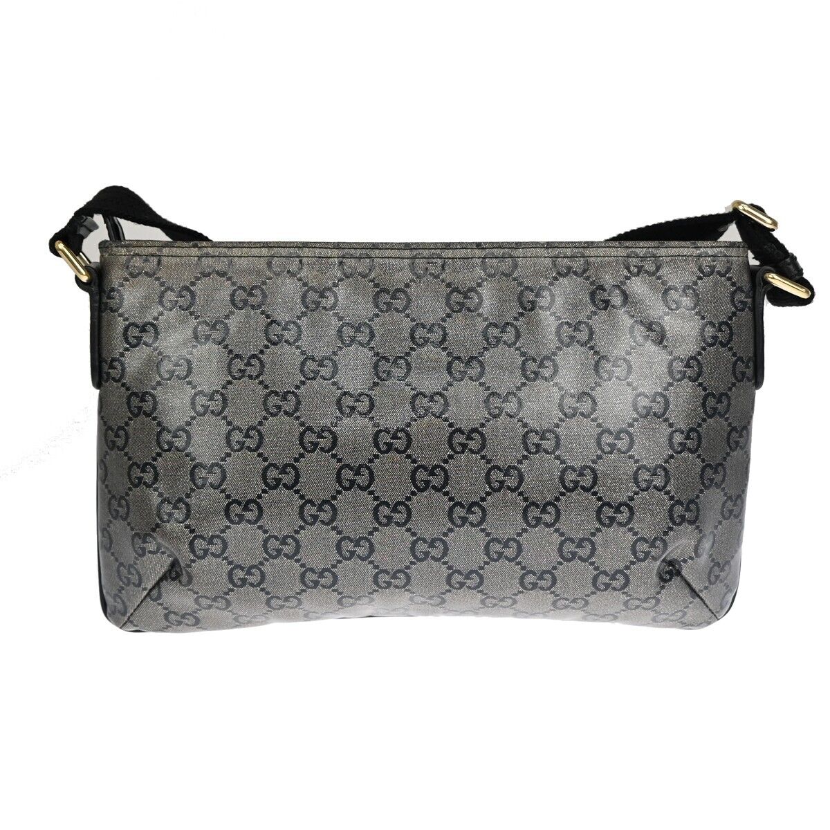 Shop Gucci Gg Crystal Grey Canvas Shoulder Bag ()