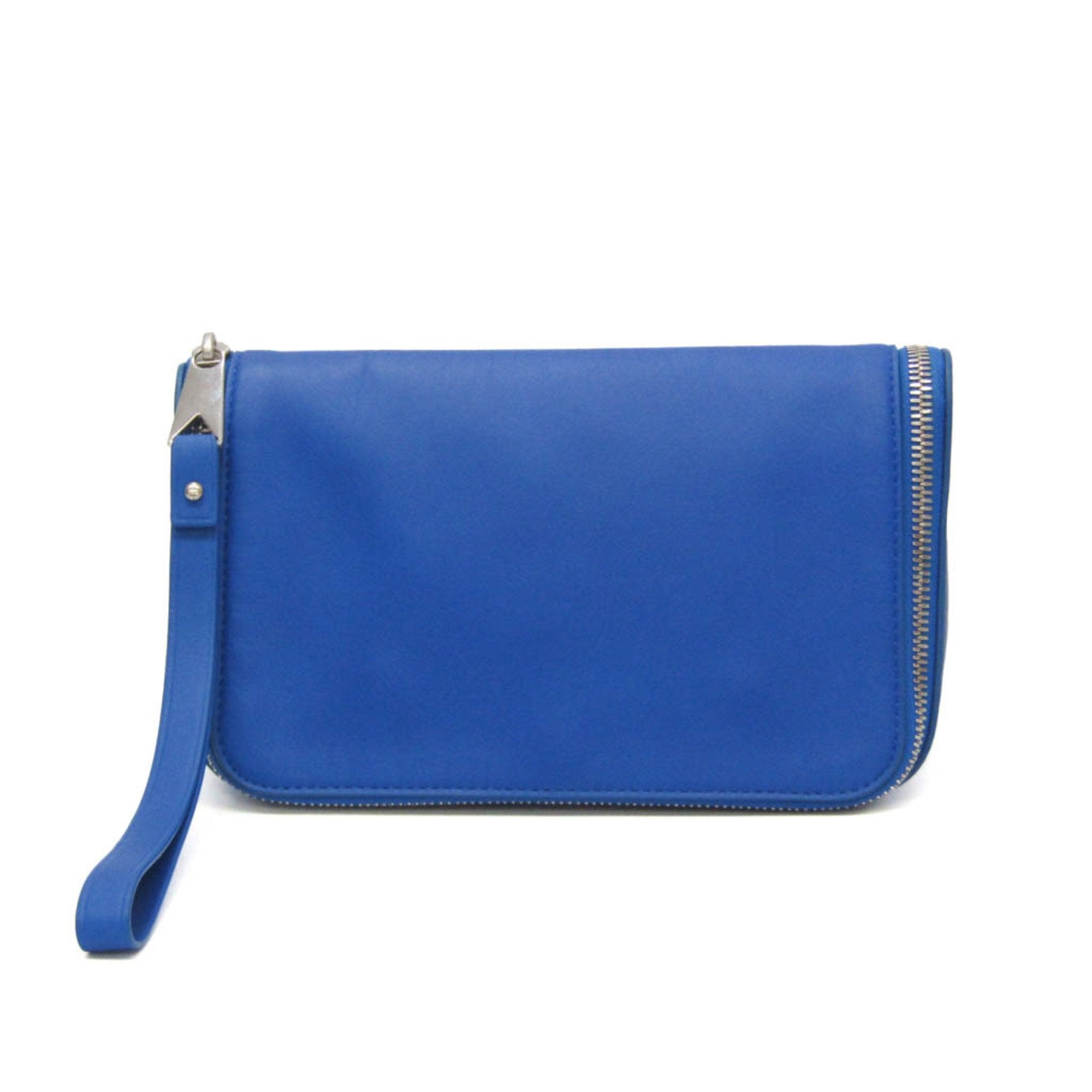 image of Bottega Veneta Organizer Blue Leather Clutch Bag (Pre-Owned)