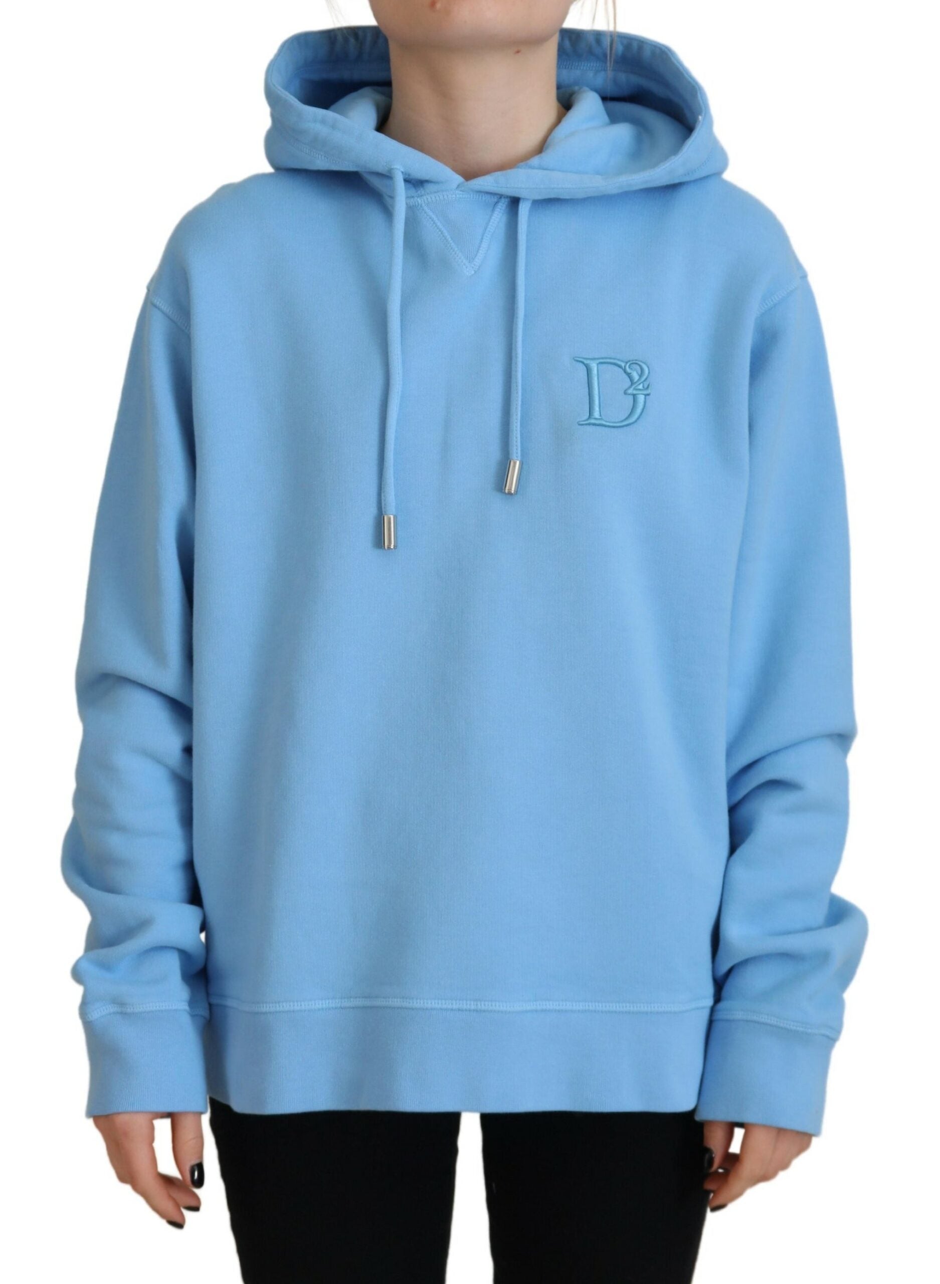 Dsquared² Light Blue Logo Hooded Women Long Sleeve Women's Sweater