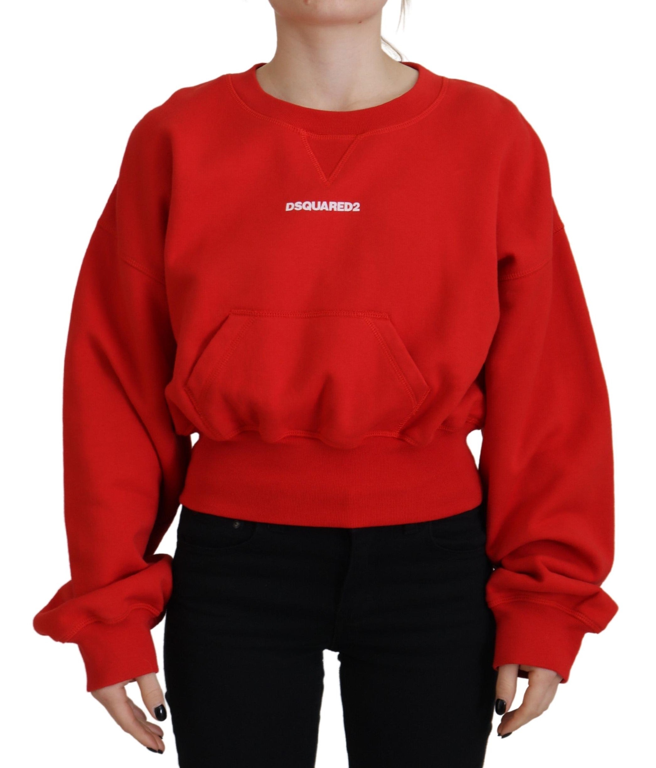 Dsquared² Red Logo Print Women Crew Neck Long Sleeve Women's Sweater In Multi