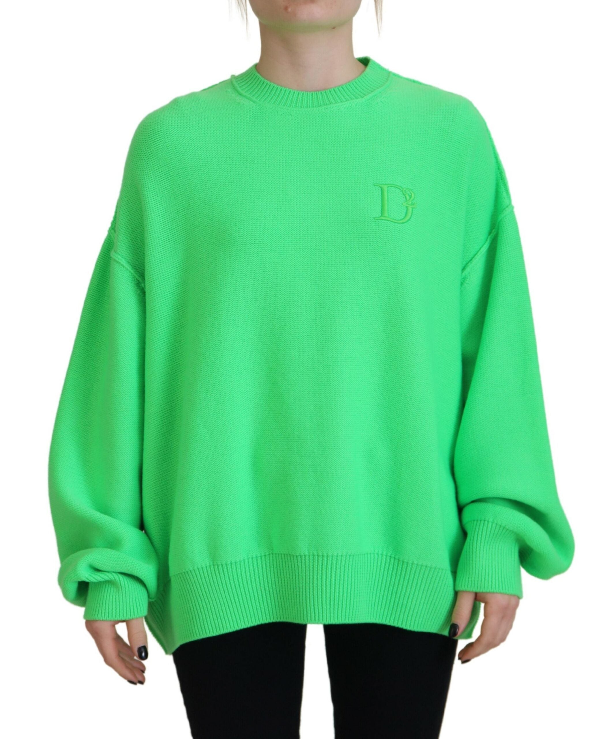Dsquared² Green Logo Embroidery Women Long Sleeve Women's Sweater