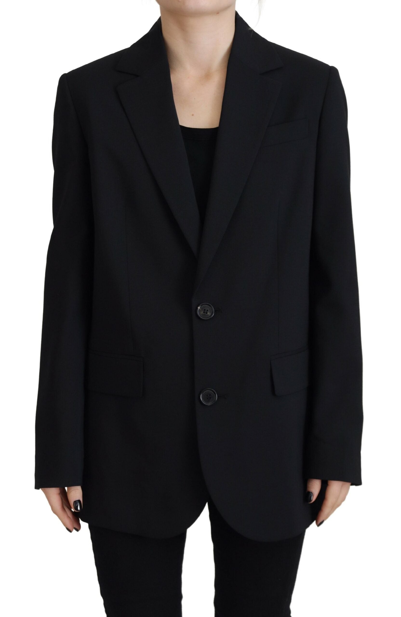 Dsquared² Black Flower Single Breasted Coat Women's Blazer