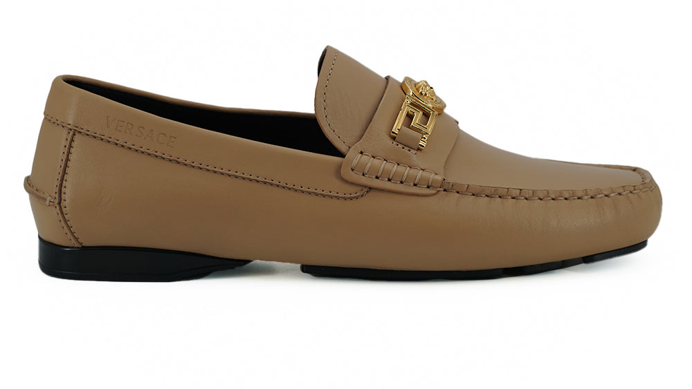 Versace Beige Calf Leather Men's Shoes