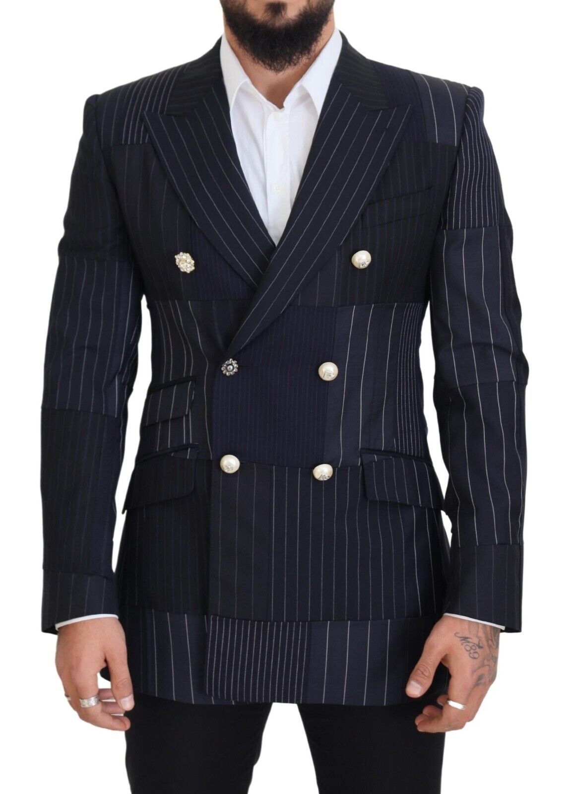 Dolce & Gabbana Elegant Navy Slim-fit Double Breasted Men's Blazer In Blue