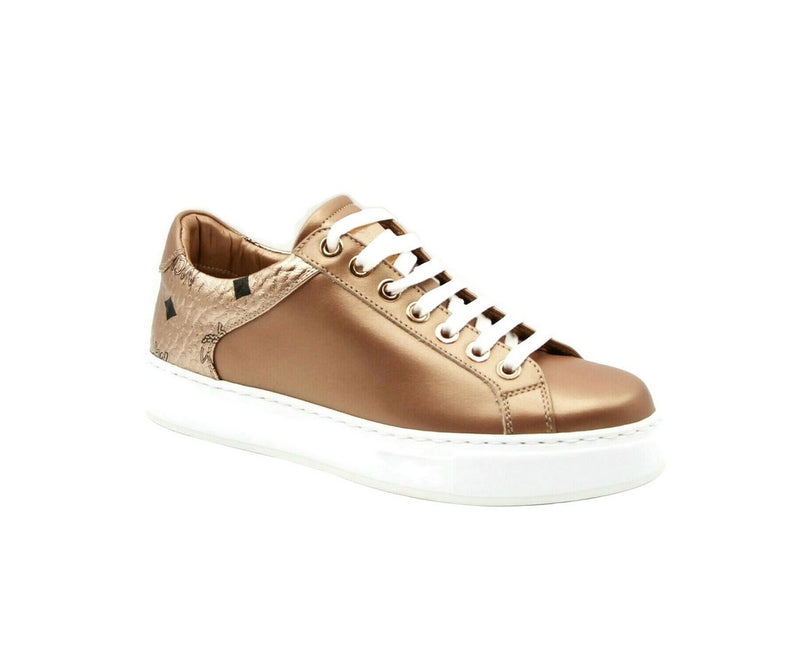 servet Eentonig Afhankelijk MCM Sneakers Low Top In Rose Gold Leather for Women