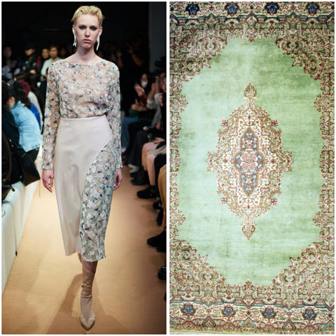 Green Kerman rug, Kerman rug