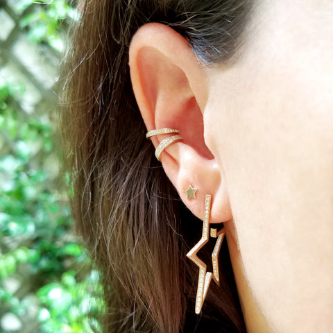 SuperStar Diamond Hoop Earrings- The EarStylist by Jo Nayor