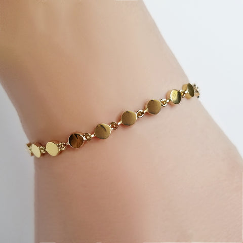 Gold Disc Bracelet - Designer Jewelry - Earstylist by Jo Nayor