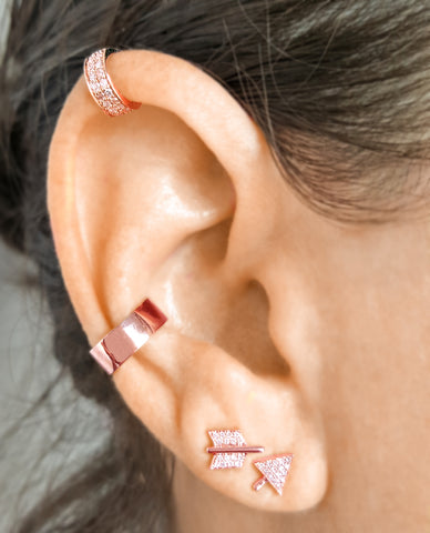 14K Gold and Diamond Broken Arrow Stud Earrings