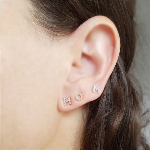 Diamond Initial Post Earrings