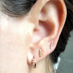 Gold Bars and Hoops in 14K Yellow, Rose and White gold