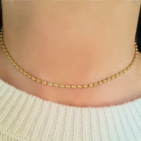 Laser Cut Gold Bead Necklace - Designer Jewelry - Earstylist by Jo Nayor