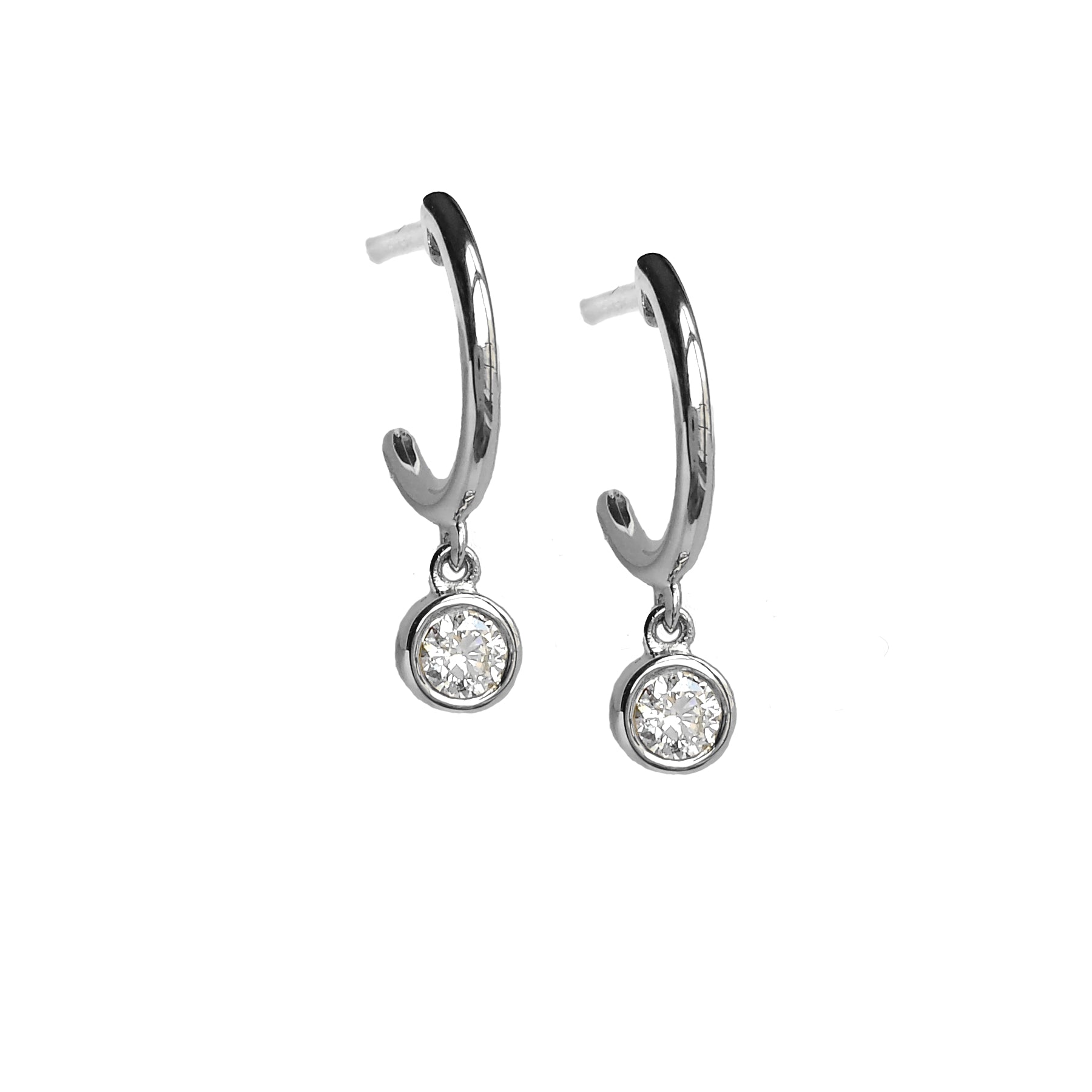 Dangling Diamond Mini Hoops - Designer Earrings - The EarStylist – The ...