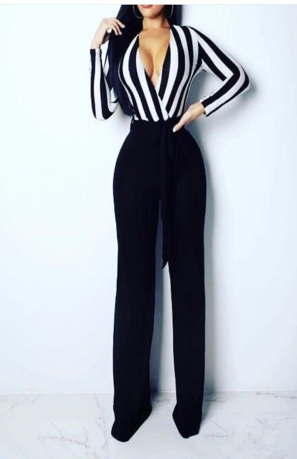 Flattering striped jumpsuit for petites