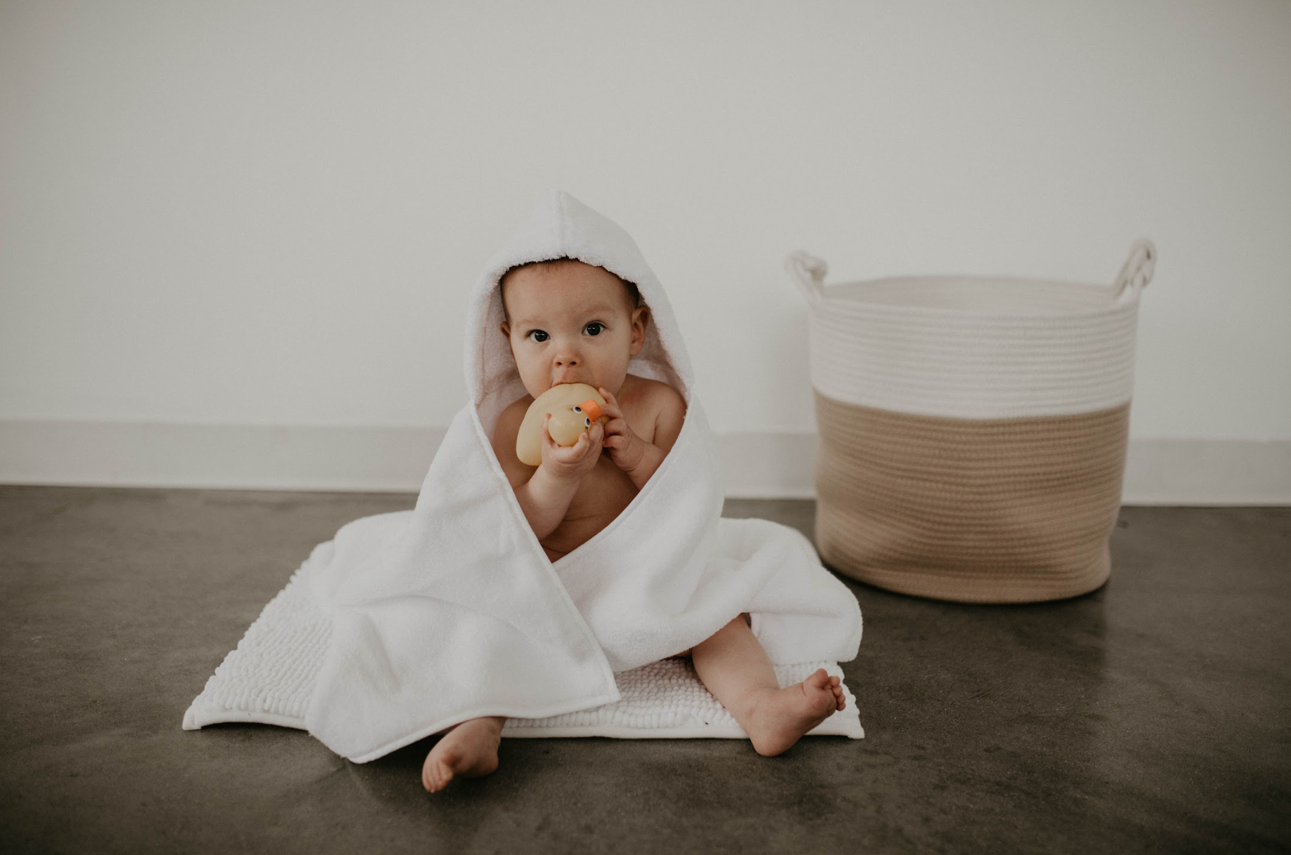 Baby Swaddled in Baby Bath Towel