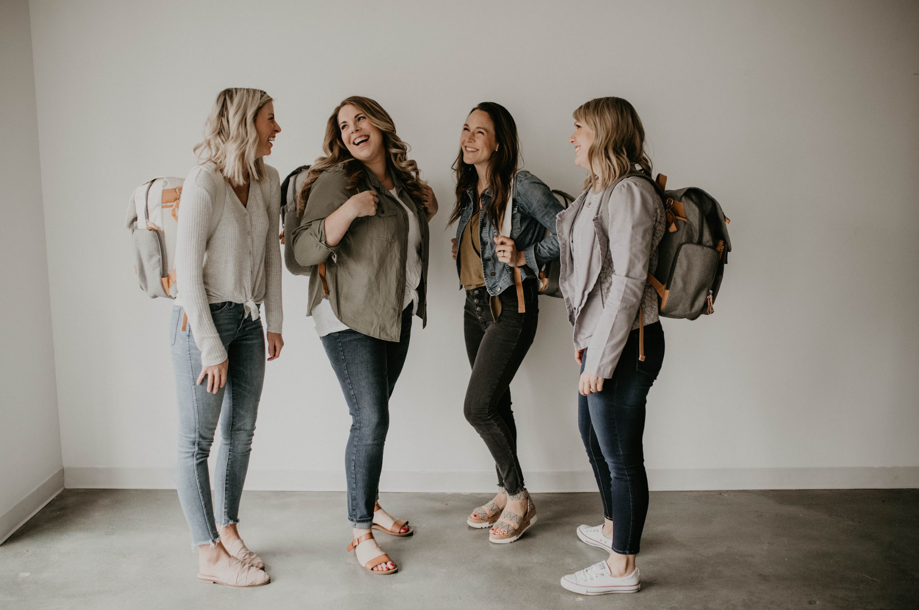 Group of Moms with Diaper Backpacks