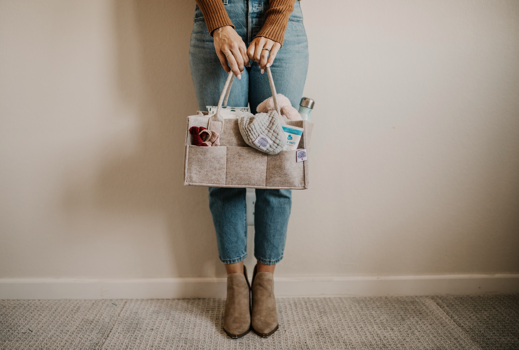 Mom Carrying Diaper Caddy