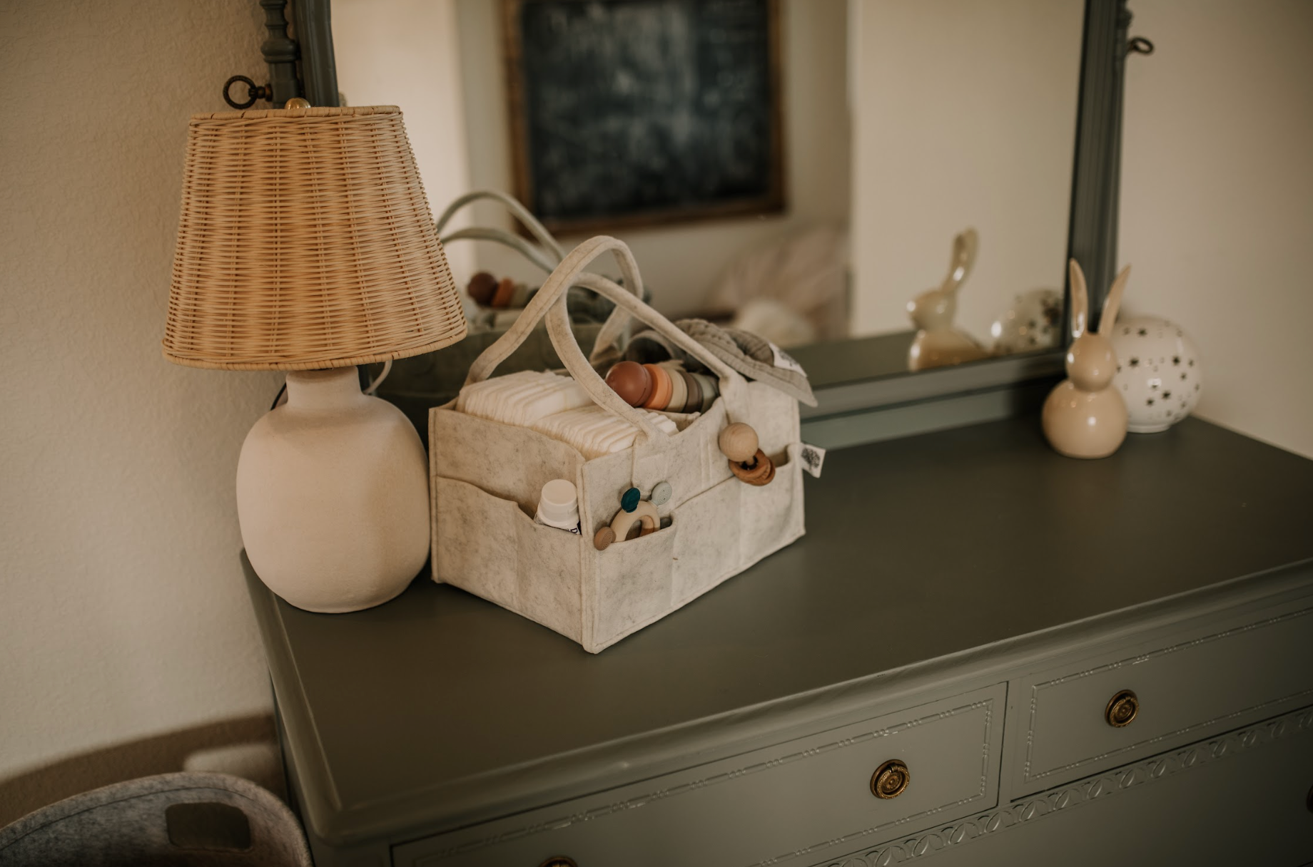 Felt Diaper Caddy on Changing Table