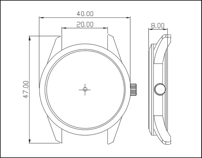 A comfortable 40mm case size and slim 8mm thickness for ease of use