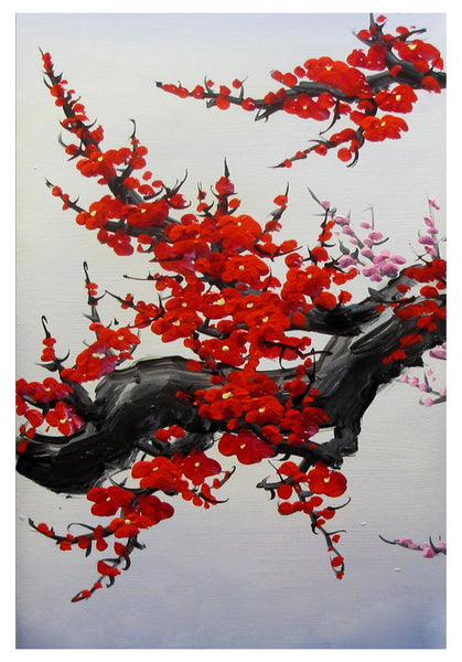 Cherry blossom wall art Japan cherry blossom art red 