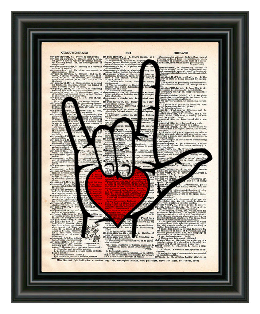I Love You Sign Sign Language I Love You Art Romantic Heart Art Prin Loft 817