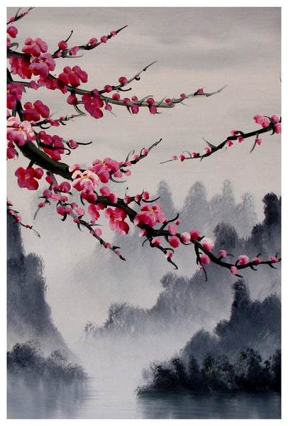 Cherry blossom art print, cherry blossom wall mural, cherry blossom ja