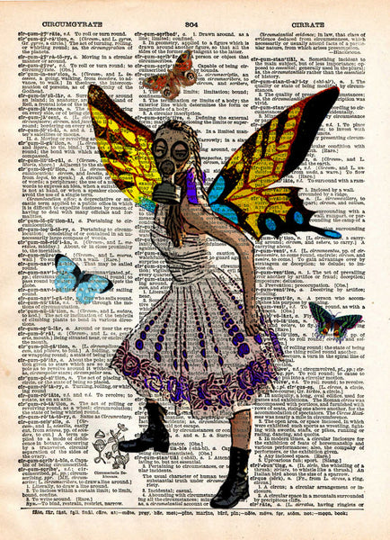 Gasmask girl, Butterfly princess in gasmask, steampunk art, dictionary ...