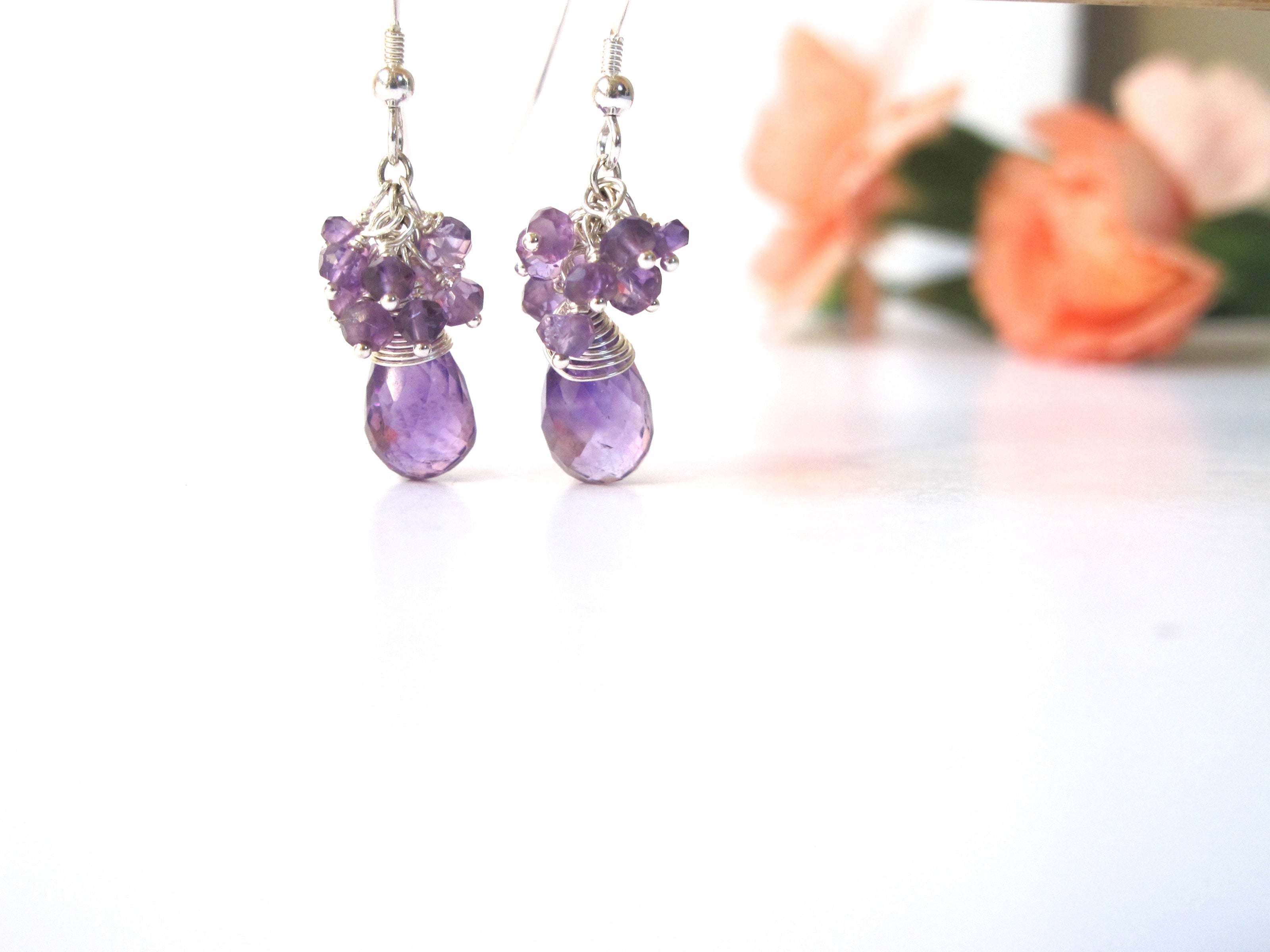 Amethyst Clusters Earrings - Floweredsky Designs product image