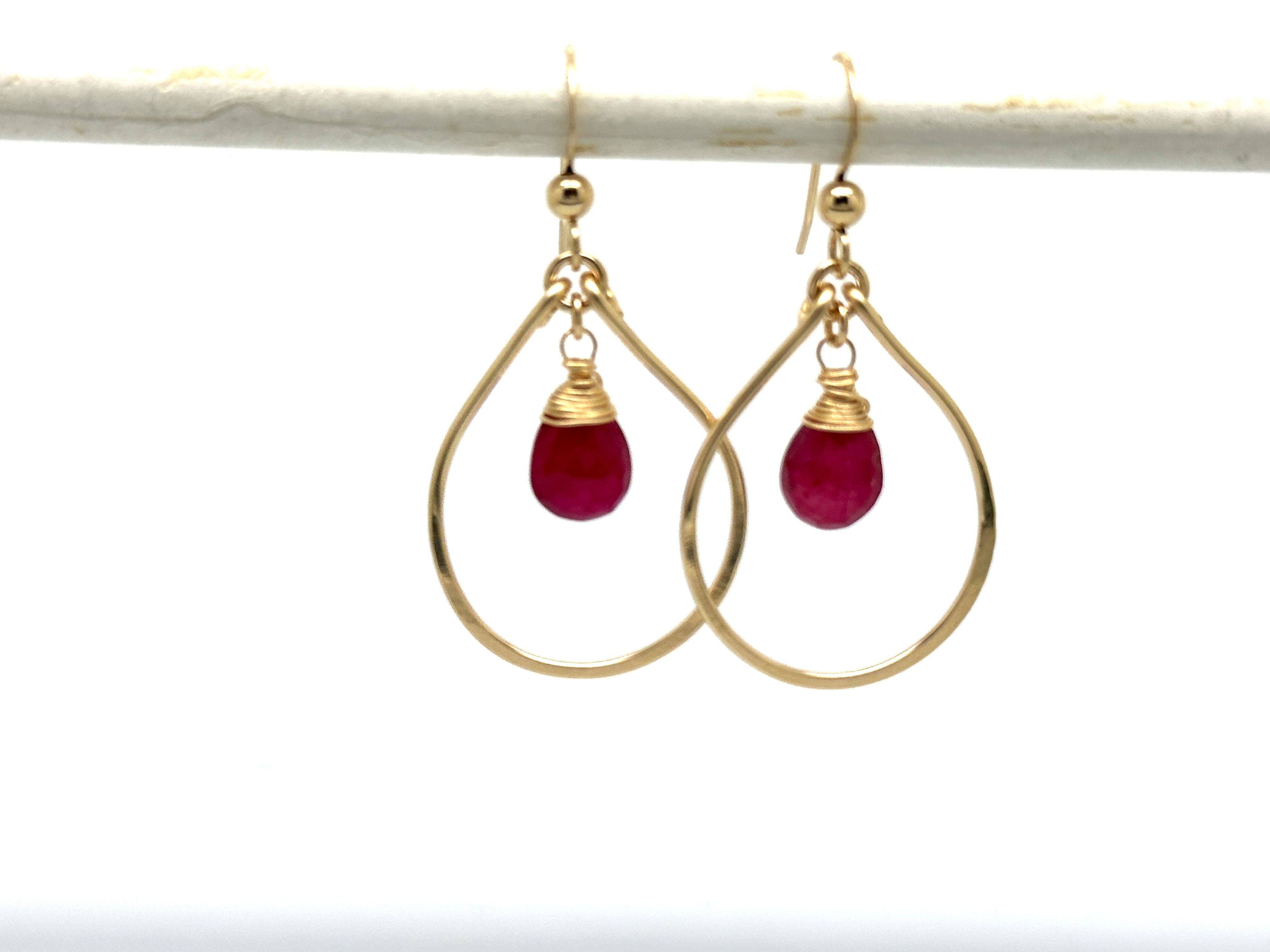 Ruby 14kt Gold Filled Raindrop Earrings - Floweredsky Designs product image