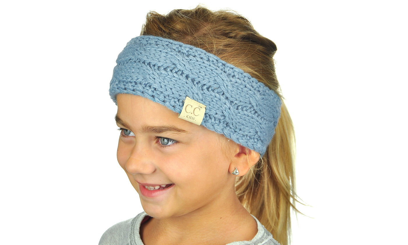 C.C Children's Kids' Warm Cable Knit Fuzzy Lined Ear Warmer Headband