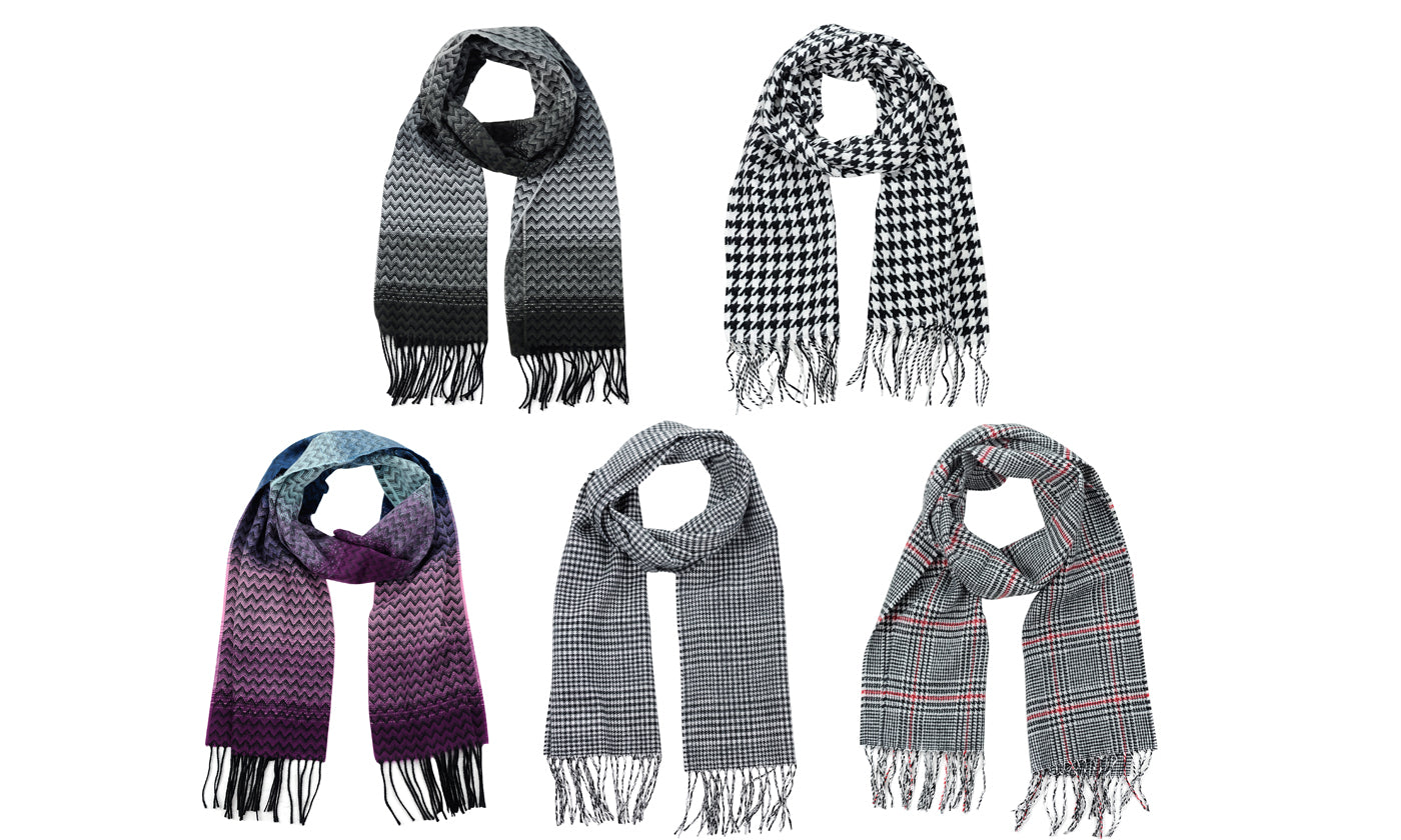 D&Y Unisex Classic Softer Than Cashmere Chevron Fringe End Scarf