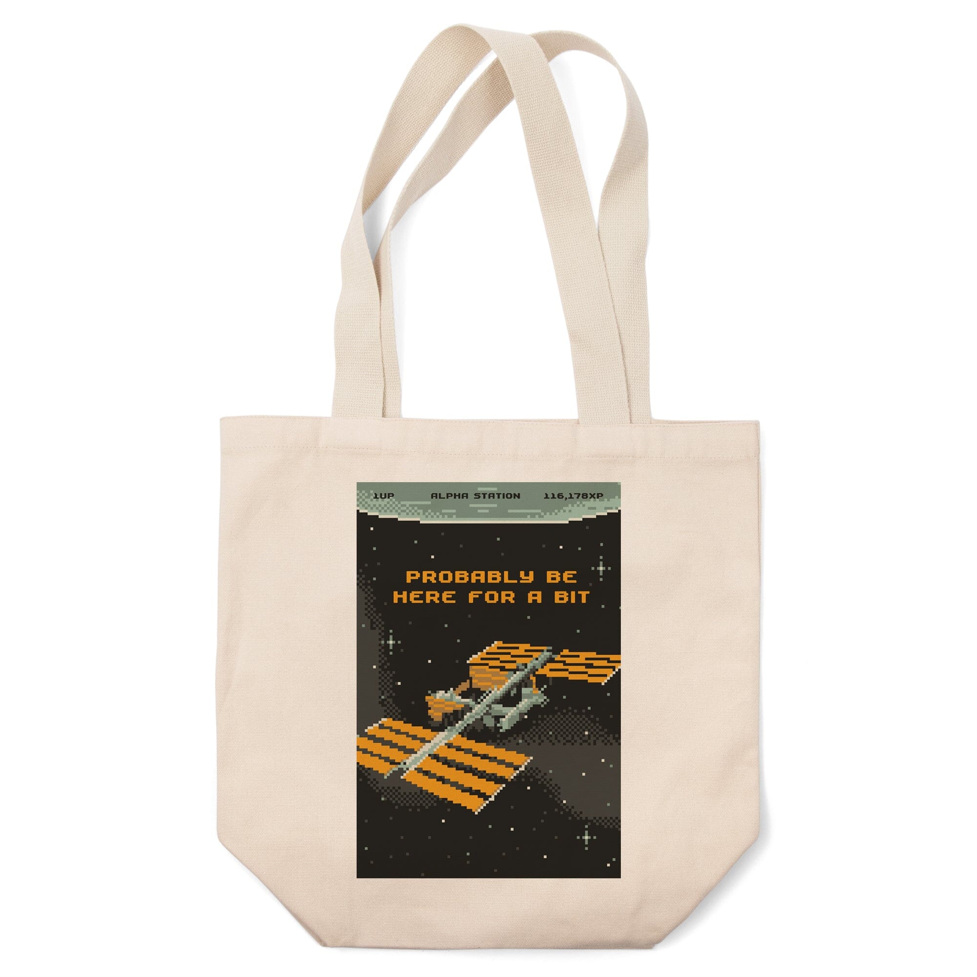 8-Bit Space Collection, International Space Station, Probably Be Here For A Bit, Tote Bag