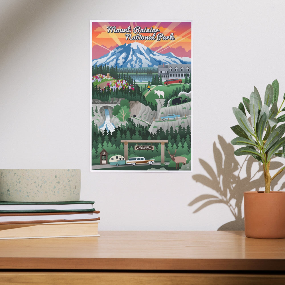 Mount Rainier Vintage Art Print Contour Map of Mount Rainier in